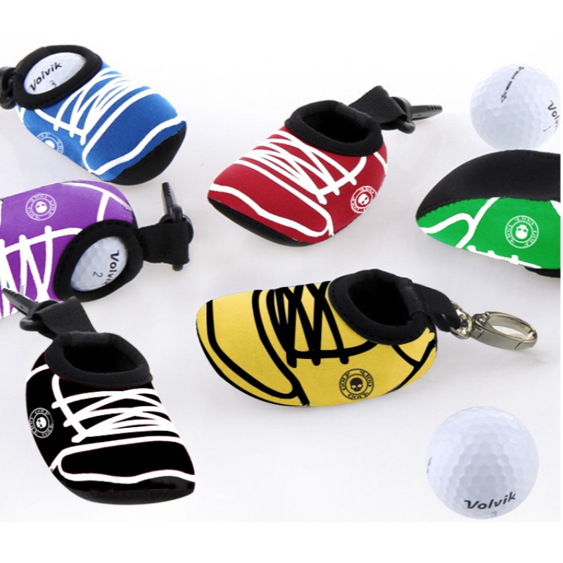Großhandel Neopren Zwei Golfbälle packen Taschen Taillenbeutel benutzerdefinierte Golfball -Beutel mit Haken